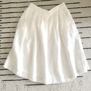 J. Crew White Floral Pleated Skirt
